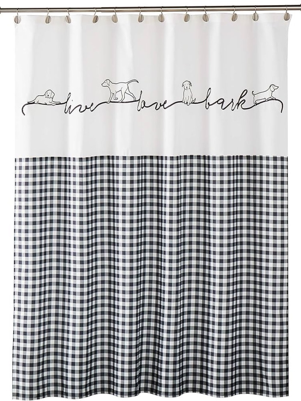 Farmhouse Dogs Shower Curtain - Black & White - Picture 3 of 5